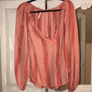 Long Sleeve Red Free People Blouse